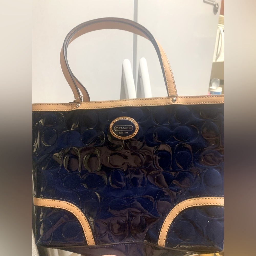 BNWOT Coach Blue Patent  Embossed Bag. PERFECT condition